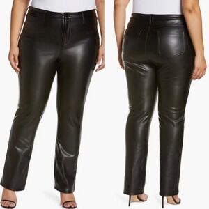 NYDJ Sculpt-Her Faux Marilyn Leather Straight Leg‎ Pants Black Size 18 Lift Tuck
